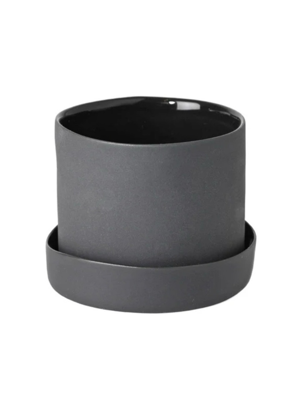 3,CO RIPPLE Ceramic Box or TEA CUP & SAUCER in Dark Gray Matte